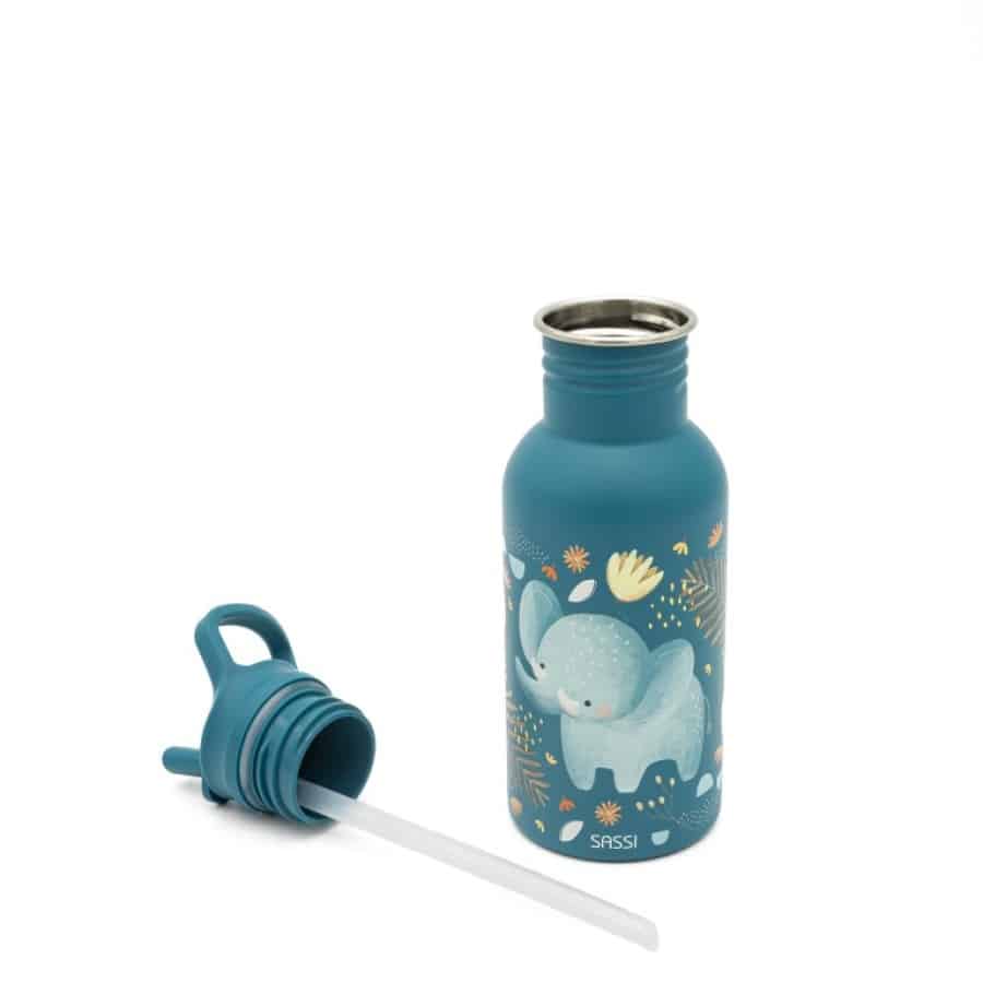 Ανοξείδωτο μπουκάλι με καλαμάκι 500ml Sassi Chewy the Elephant
