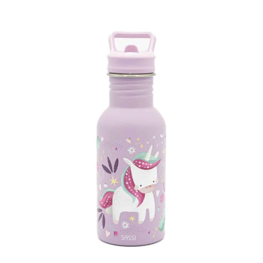 Ανοξείδωτο μπουκάλι με καλαμάκι 500ml Sassi Sparkly the Unicorn