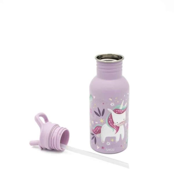 Ανοξείδωτο μπουκάλι με καλαμάκι 500ml Sassi Sparkly the Unicorn