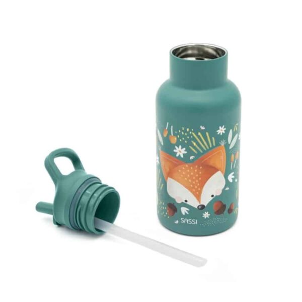 Ανοξείδωτο μπουκάλι με καλαμάκι 500ml Sassi Crunchy the Fox