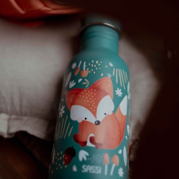 Ανοξείδωτο μπουκάλι με καλαμάκι 500ml Sassi Crunchy the Fox
