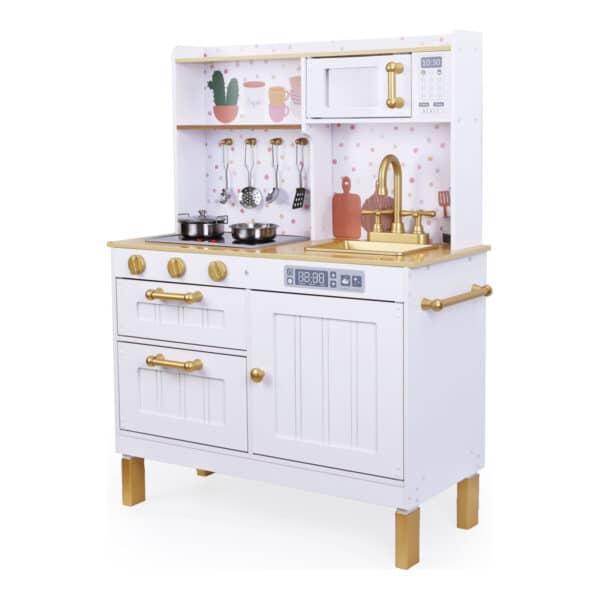 Ξύλινη κουζίνα με 7 Μαγειρικά Σκεύη Moni Toys 7275/ 7252