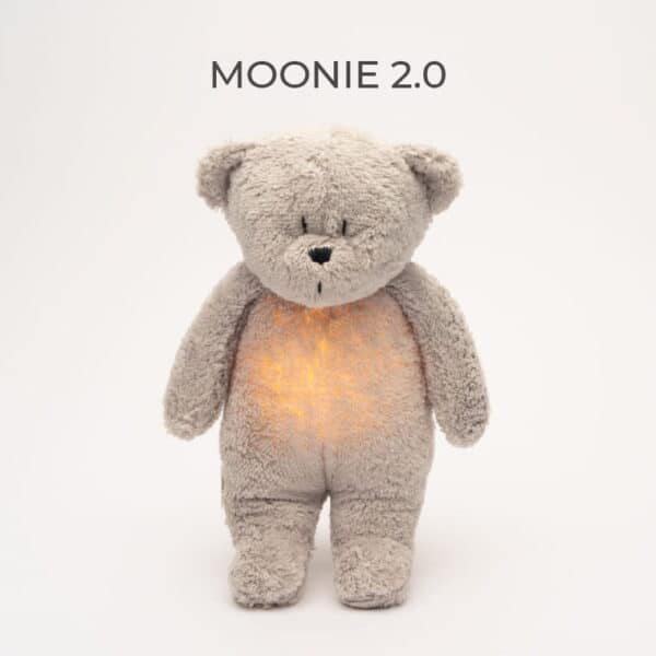 MOONIE 2.0 Επαναφορτιζόμενο βοήθημα ύπνου με ηχογράφηση & αισθητήρα κλάματος Οργανικό βαμβάκι Gray