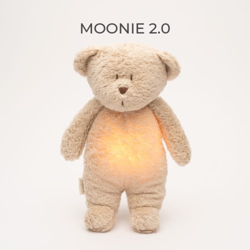 MOONIE 2.0 Επαναφορτιζόμενο βοήθημα ύπνου με ηχογράφηση & αισθητήρα κλάματος Οργανικό βαμβάκι Sand
