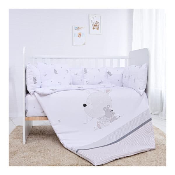 Σετ προίκας μωρού 4τμχ 60x120εκ Lorelli Lily Little Rabbits Grey
