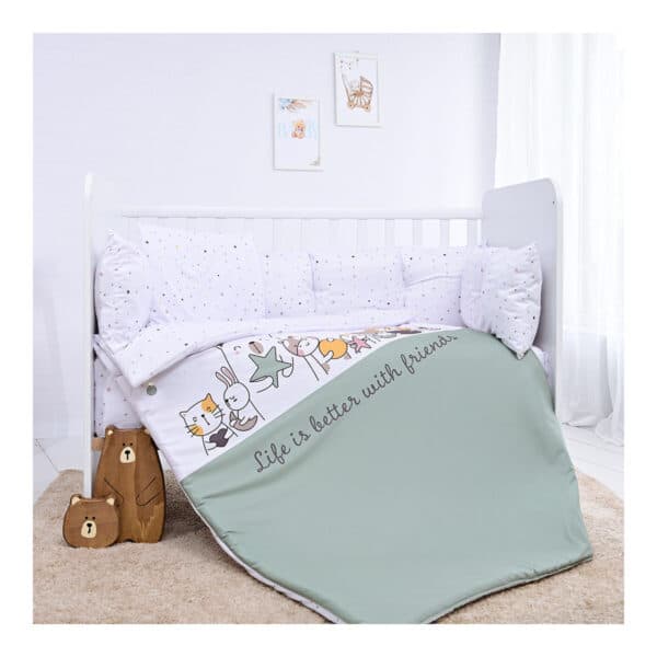 Σετ προίκας μωρού 4τμχ 60x120εκ Lorelli Lily Happy Friends Mint