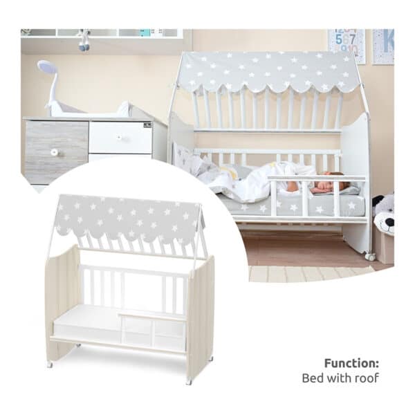 Βρεφικό Κρεβάτι 60x120εκ Lorelli Stars White Light Oak - Image 4