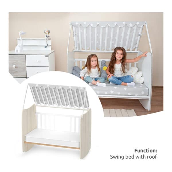 Βρεφικό Κρεβάτι 60x120εκ Lorelli Stars White Light Oak - Image 5