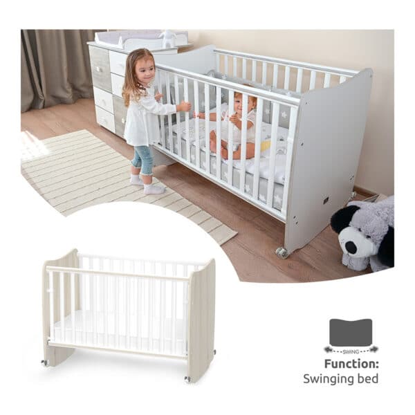 Βρεφικό Κρεβάτι 60x120εκ Lorelli Stars White Light Oak - Image 3