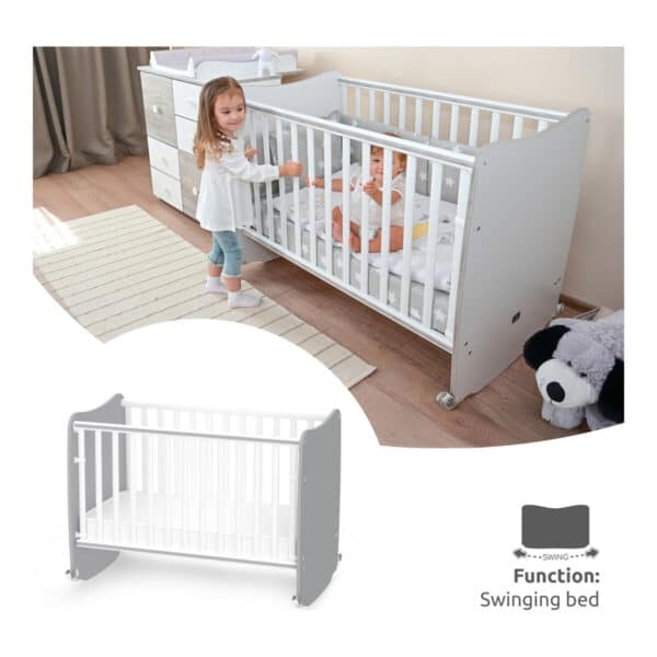 Βρεφικό Κρεβάτι 60x120εκ Lorelli Stars White Stone Grey - Image 3