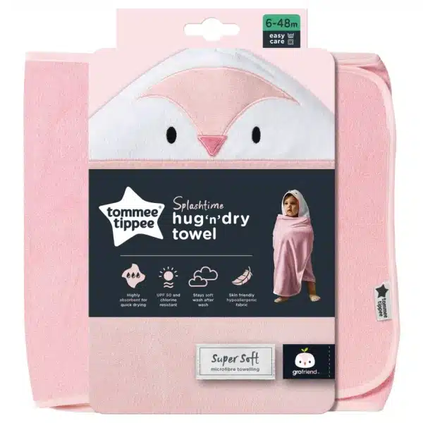 Tommee Tippee Μπουρνούζι Κάπα Μπάνιου 6-48Μ Percy the penguin Grotowel Pink