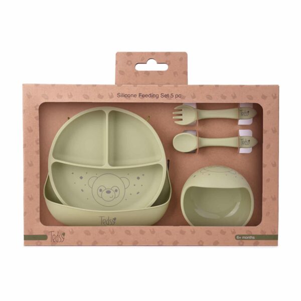 Σετ Φαγητού 4τμχ απο σιλικόνη Amek Toys Panda Green