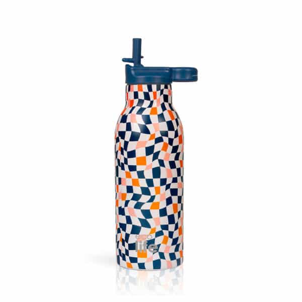 Ανοξείδωτο θερμός 550ml με εσωτερικό καλαμάκι Ecolife Color Squares