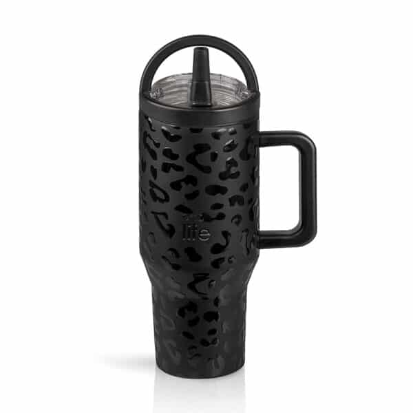 Θερμός Ανοξείδωτο 900ml με Διπλή Λαβή Ecolife Leopard Black