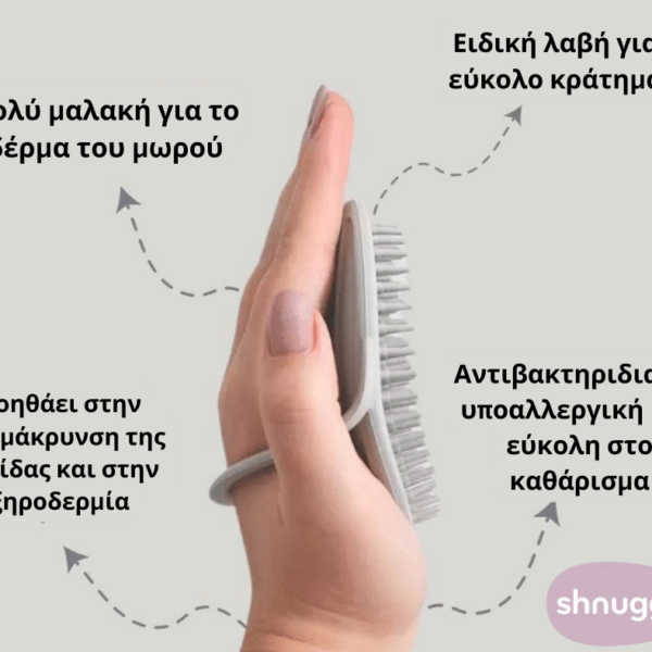 Αντιβακτηριδιακή βούρτσα μπάνιου από σιλικόνη Shnuggle Taupe