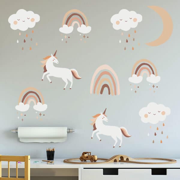 Αυτοκόλλητο Τοίχου Sipo Boho Rainbow Unicorn