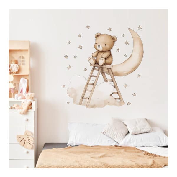 Αυτοκόλλητο Τοίχου Sipo Teddy bear on a ladder