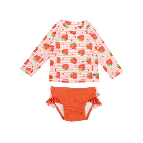 Σετ UV Μαγιώ και Μπλούζα Zoocchini Strawberry