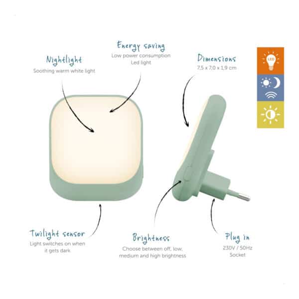 Alternative view of Φωτάκι Πρίζας Led με Αισθητήρα Νυκτός ZAZU Socket Μέντα