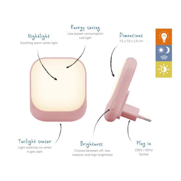 Alternative view of Φωτάκι Πρίζας Led με Αισθητήρα Νυκτός ZAZU Socket Light Ροζ