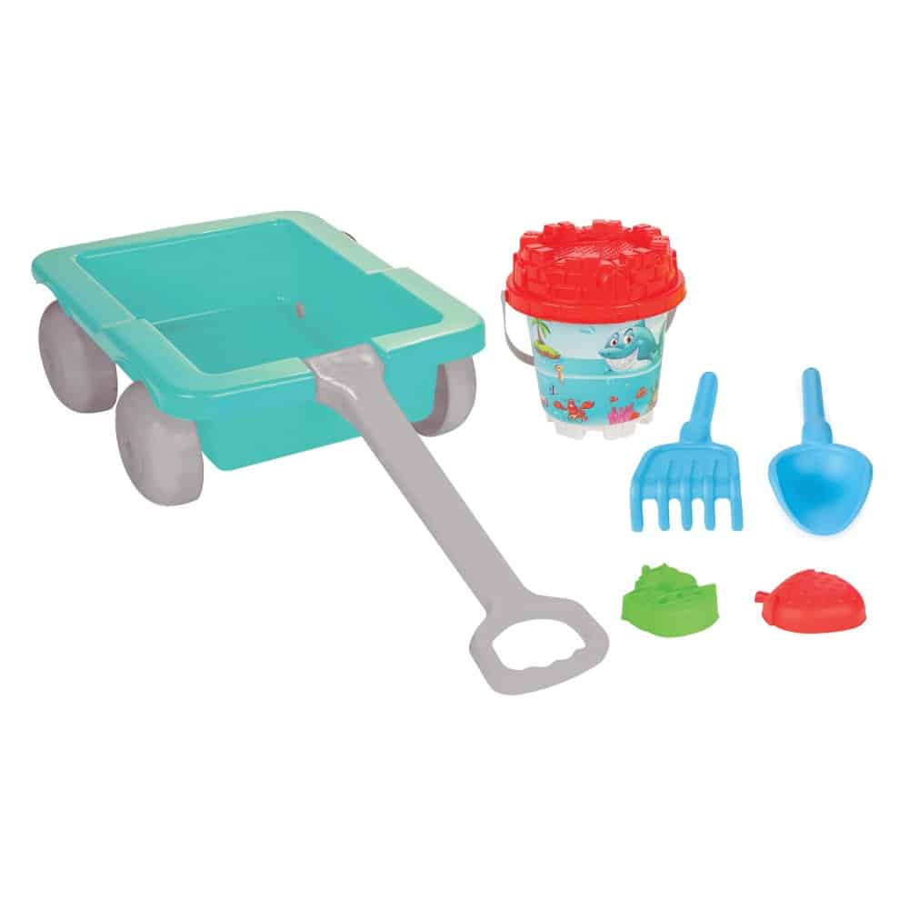 Τρόλεϊ παραλίας με παιχνίδια Pilsan 06112 Bucket set with Carriage turquoise