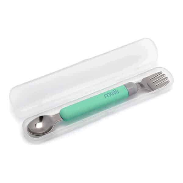 Κουταλοπίρουνο σε θήκη Melii Spork On the Go Mint/Grey