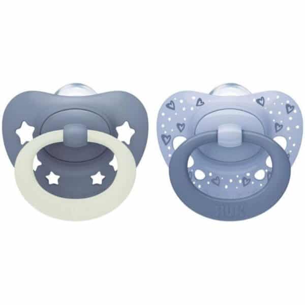 Πιπίλα Σιλικόνης 2τμχ 0-6M Nuk First Choice Classic D&N με θήκη Blue