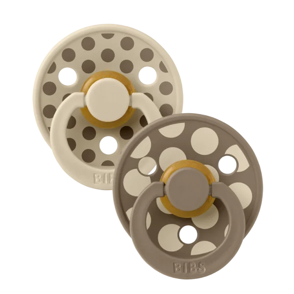 Πιπίλες Καουτσούκ 0-6M 2τμχ Bibs X Studio Collection Polka Dot Vanilla Dark Oak