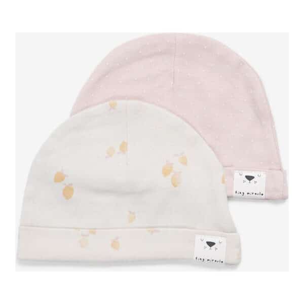 Σκουφάκια Νεογέννητου 2τμχ 0-3M Minene Hats Pink/Lemon