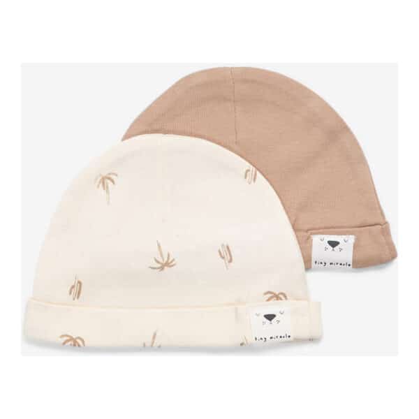 Σκουφάκια Νεογέννητου 2τμχ 0-3M Minene Hats Palmtrees/Brown