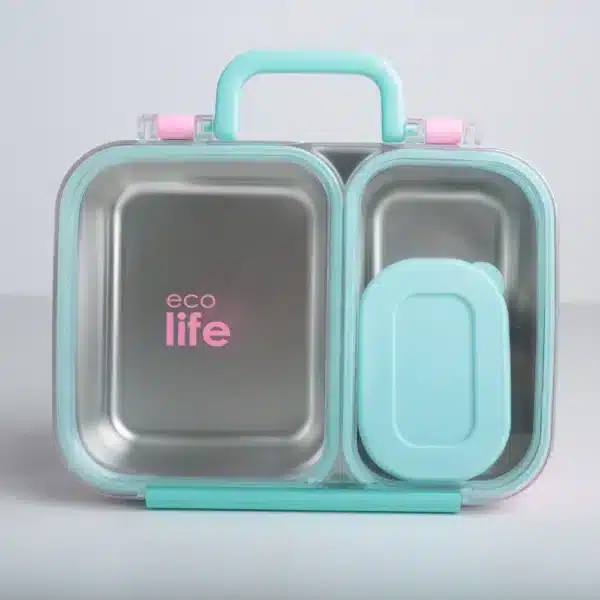 Φαγητοδοχείο με 2 χωρίσματα & μπωλ 800ml Ecolife Ροζ