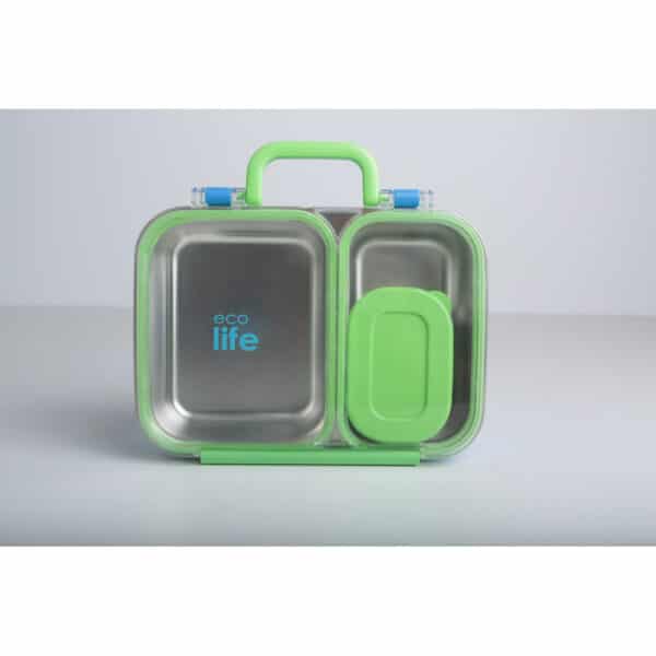 Φαγητοδοχείο με 2 χωρίσματα & μπωλ 800ml Ecolife Μπλε
