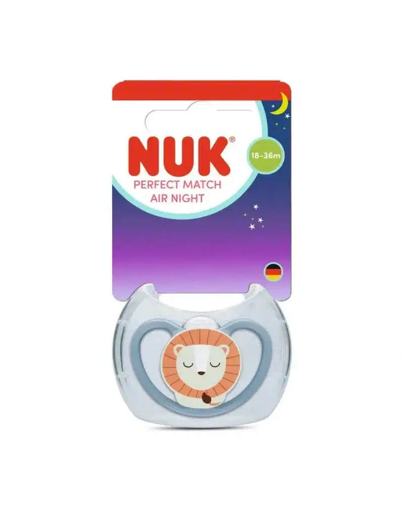 Πιπίλα Σιλικόνης 18-36 Μηνών Nuk Perfect Match Air Night Lion