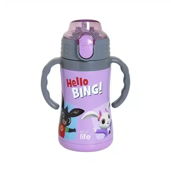 Ανοξείδωτο Παγούρι Θερμός με Καλαμάκι 300ml Ecolife Hello Bing Lilac