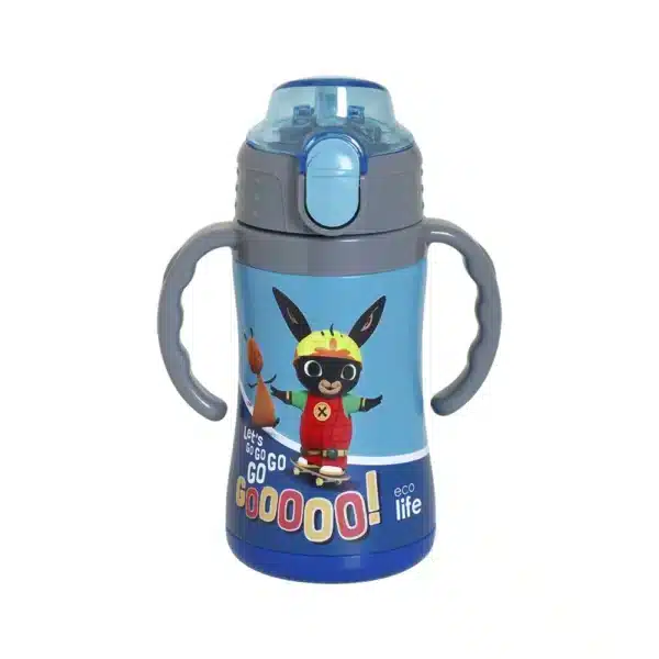 Ανοξείδωτο Παγούρι Θερμός με Καλαμάκι 300ml Ecolife Let's Go Bing Navy Blue