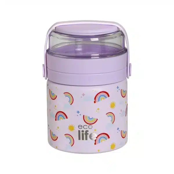Θερμός Φαγητού 450ml Ecolife Purple Rainbows