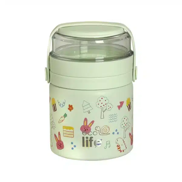 Θερμός Φαγητού 450ml Ecolife Green Doodles