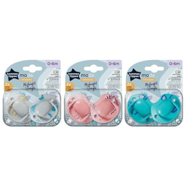 Tommee Tippee Πιπίλα Σιλικόνης 2τμχ 0-6M Moda Σε Διάφορα Χρώματα