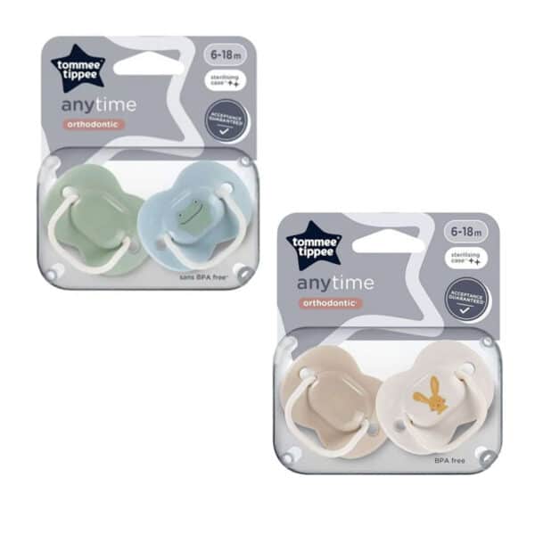 Tommee Tippee Πιπίλα Σιλικόνης 2τμχ 6-18m Anytime Διάφορα Χρώματα