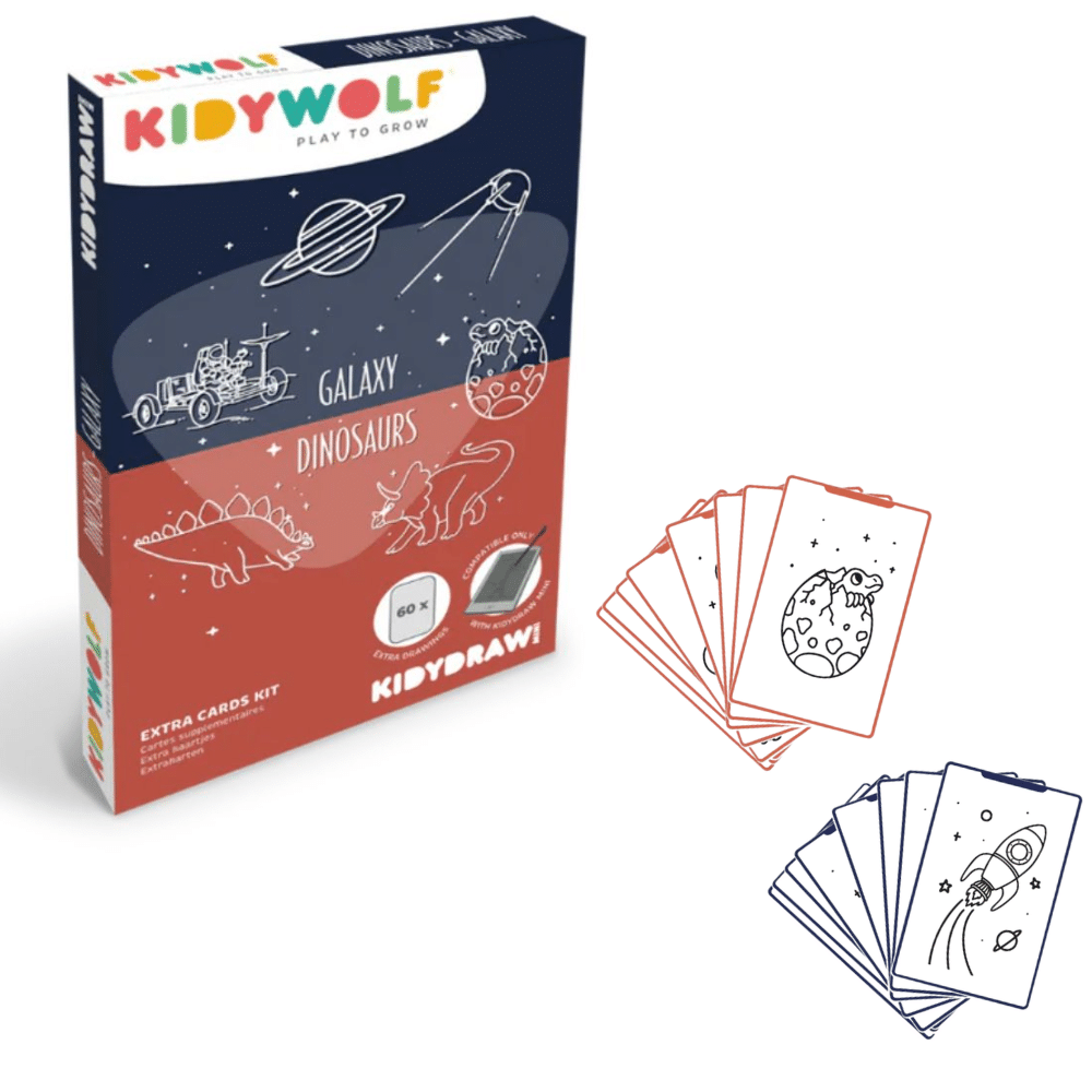 KIDYWOLF 60 κάρτες για τα Mini Tablet ζωγραφικής με θέμα "Δεινόσαυροι" & "Γαλαξίας"