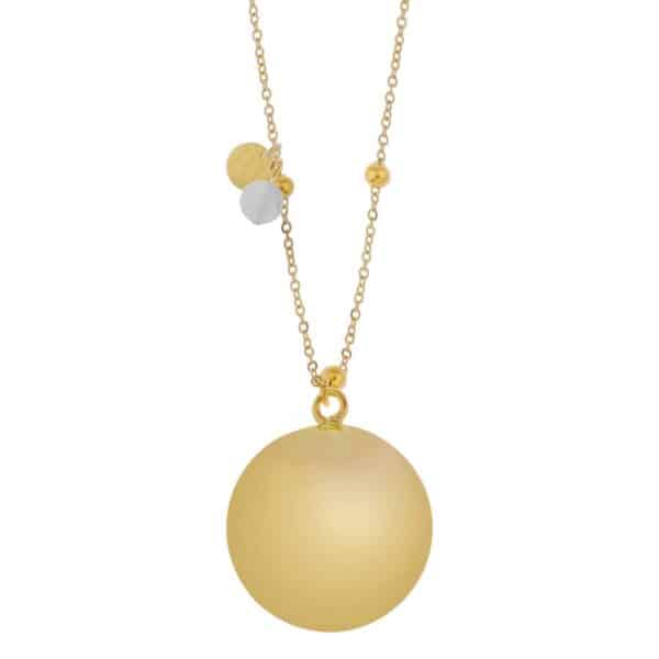 Μενταγιόν Εγκυμοσύνης ProudMama Bola Olivia Gold Chain Γκρι Aχάτης