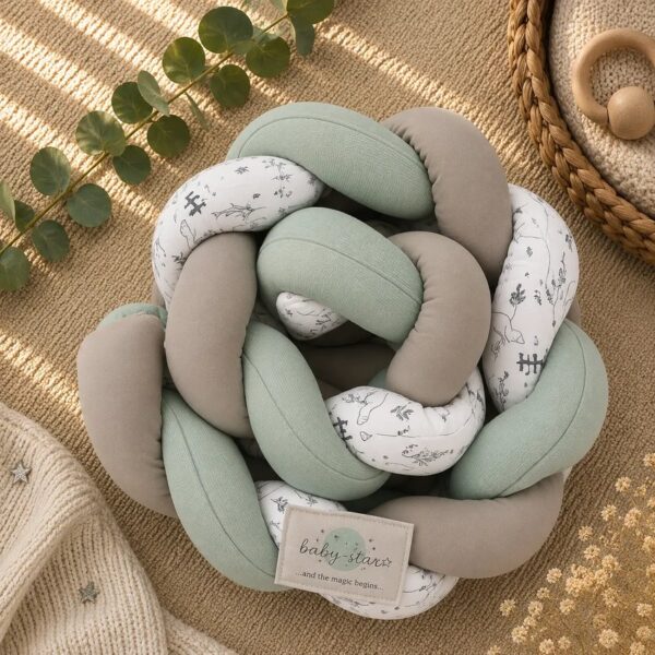 Πάντα Πλεξούδα 200x19εκ Baby Star Vert De Gris Μoka Larvik - Image 3